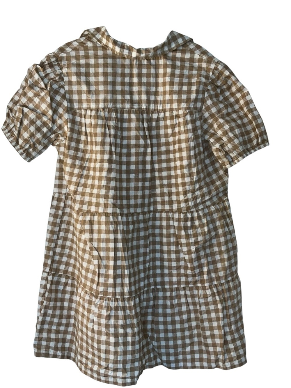 Derek Heart Tan and White Gingham Button-Up Shirt - Picture 5 of 5